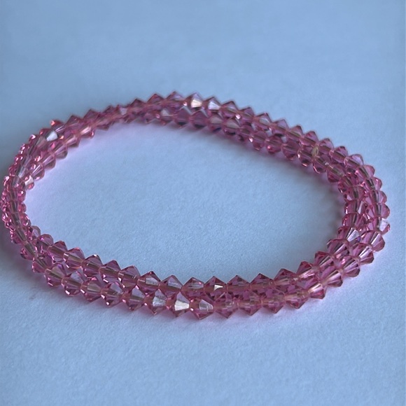 Women’s vintage dainty pink doubly layered‎ gemstone beaded bracelet one size - Picture 1 of 7